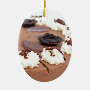 Ornement En Céramique Gâteau à la crème au chocolat avec dentelle de gât