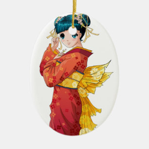 Ornement En Céramique Geisha d'Anime