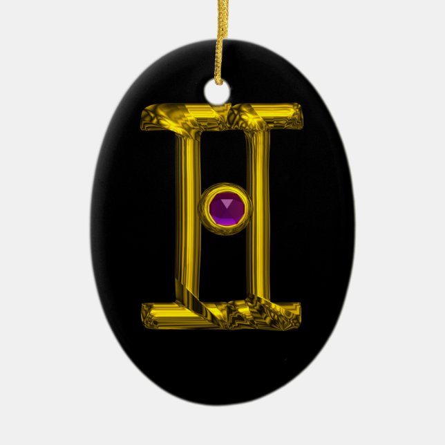 Ornement En Céramique GEMINI ZODIAC ANNIVERSAIRE JEWEL Purple Alexandrit (Devant)