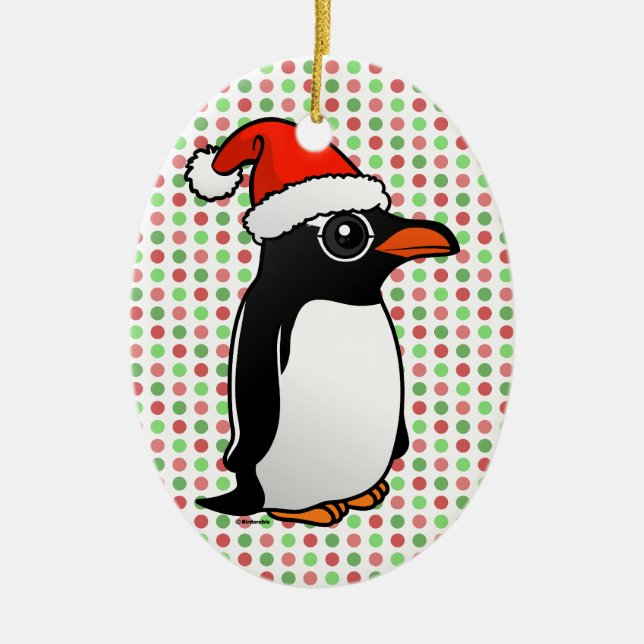Ornement En Céramique Gentoo Penguin Père Noël (Devant)