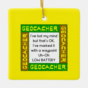 Ornement En Céramique Geocacher A Perdu L'Esprit En Vert