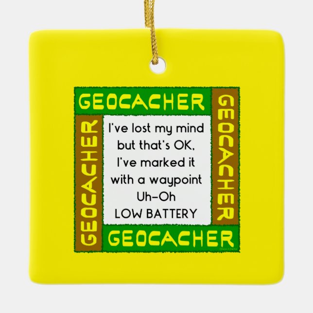 Ornement En Céramique Geocacher A Perdu L'Esprit En Vert (Devant)