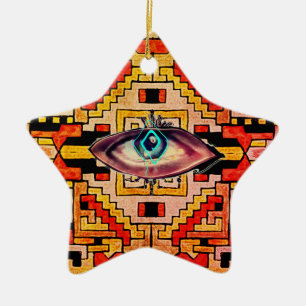 Ornement En Céramique Geomethric Eye du désert Motif tribal/ethnique