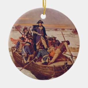 Ornement En Céramique George Washington croisant le fleuve Delaware