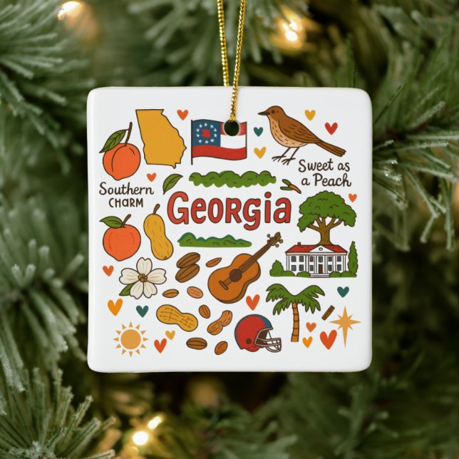 Ornement En Céramique Georgia Custom Family Trip Christmas (Arbre)