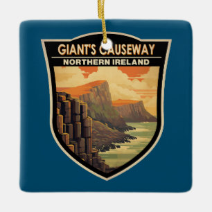 Ornement En Céramique Giants Causeway Irlande du Nord Voyage Vintage