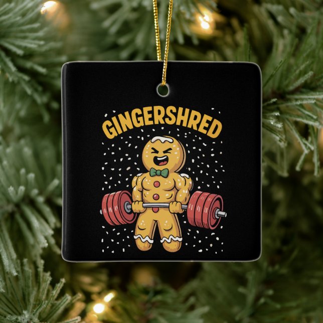 Ornement En Céramique Gingersher Funny Gingerbread Homme Gym Bodybuildin (Arbre)