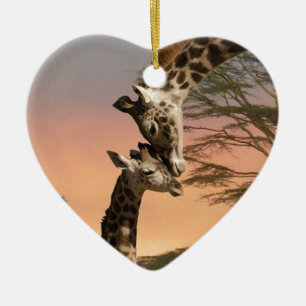 Ornement En Céramique Girafes se saluant