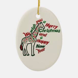 Ornement En Céramique Giraffe de Noël