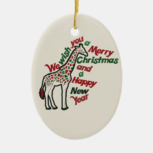 Ornement En Céramique Giraffe de Noël (Devant)