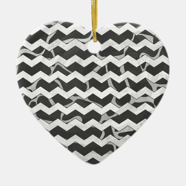 Ornement En Céramique Giraffe noir et gris Chevron Motif (Devant)