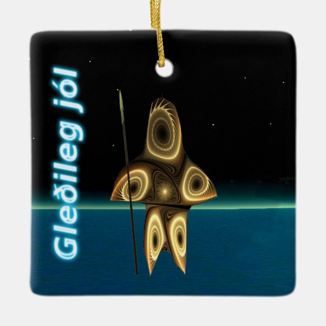 Ornement En Céramique Gleðileg jól - Chasseur inuit fragile (Devant)