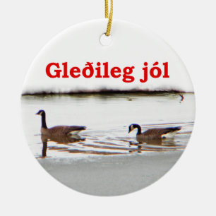 Ornement En Céramique Gleðileg jól - Honkers - Oies du Canada