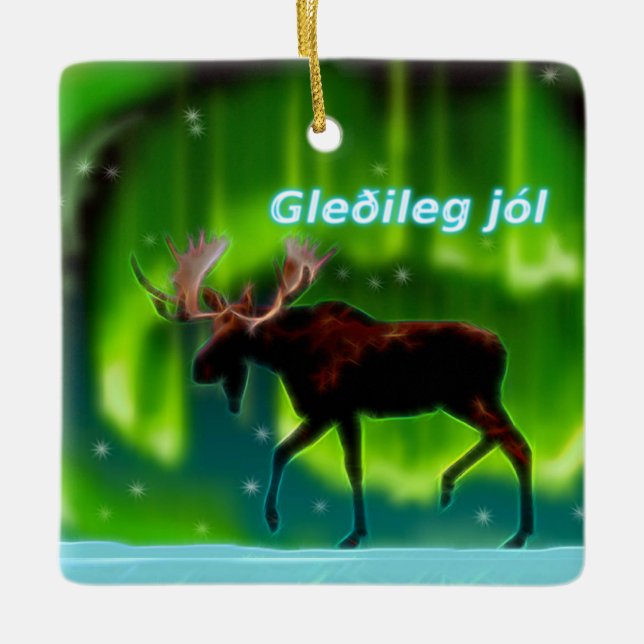 Ornement En Céramique Gleðileg jól - orignal auriculaire (Devant)