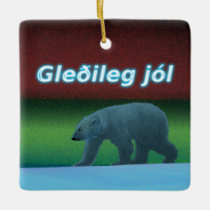 Ornement En Céramique Gleðileg Jól - Ours polaire