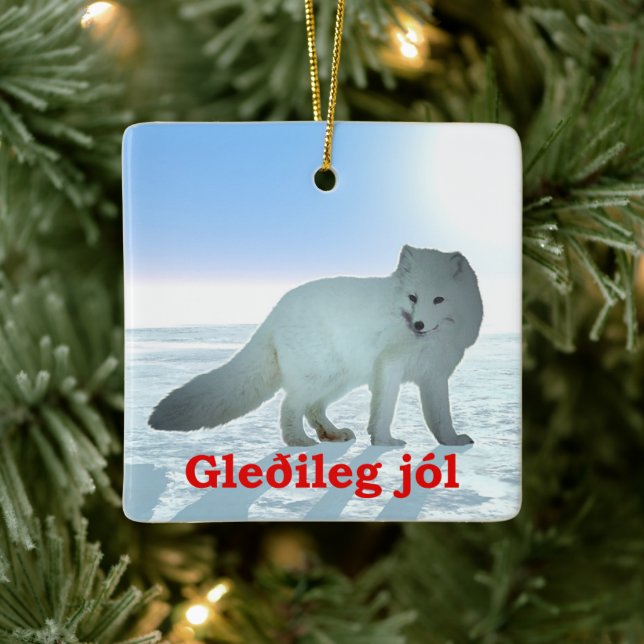 Ornement En Céramique Gleðileg Jól - Renard arctique (Arbre)