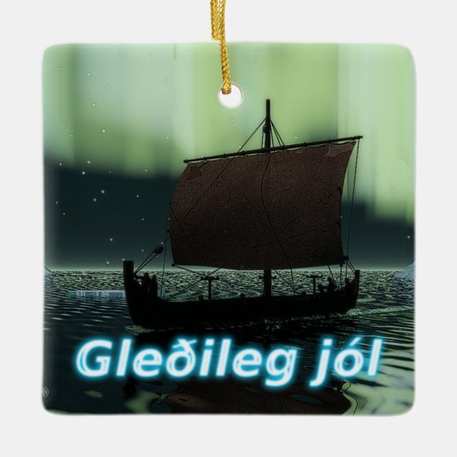 Ornement En Céramique Gleðileg Jól - Viking Ship (Devant)