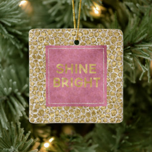 Ornement En Céramique Glitzy Glam Gold Blush Parties scintillant Emprein