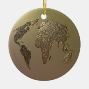 Ornement En Céramique Globe d'or