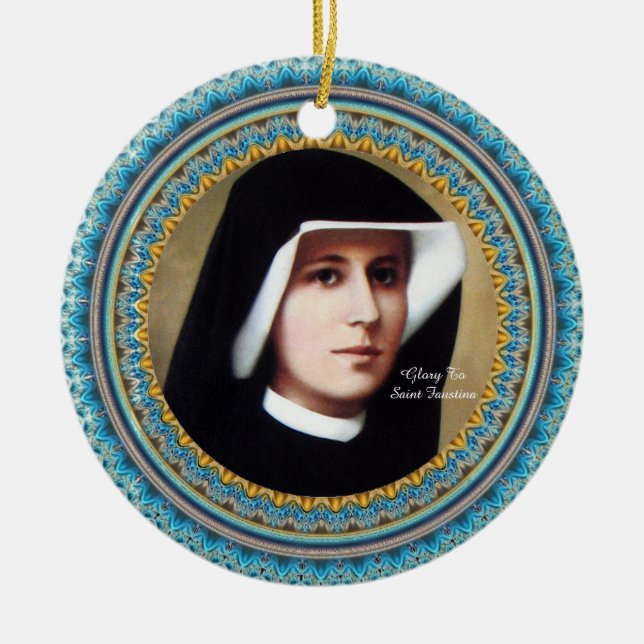 Ornement En Céramique Gloire à Saint Faustina (Devant)