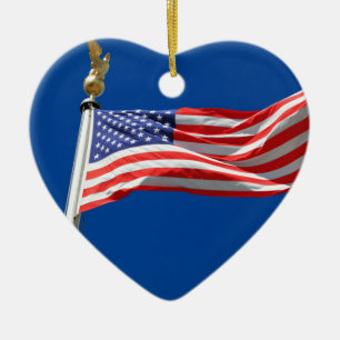 Ornement En Céramique God Bless America, American Flag,