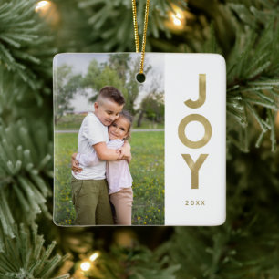 Ornement En Céramique Gold Foil Look JOIR Photo de Noël
