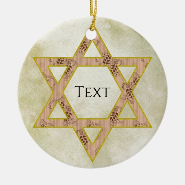 Ornement en céramique Gold Jewish Star (Devant)
