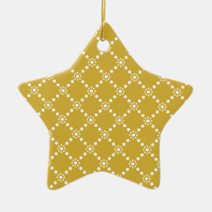 Ornement En Céramique Gold mit weißen Blüten