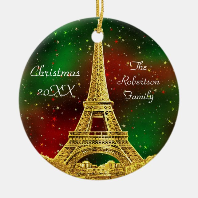 Ornement En Céramique Gold Paris Skyline #2 Christmas Starry (Devant)