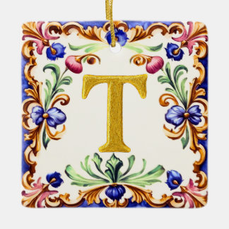 Ornement En Céramique Golden Alphabet – Letter T
