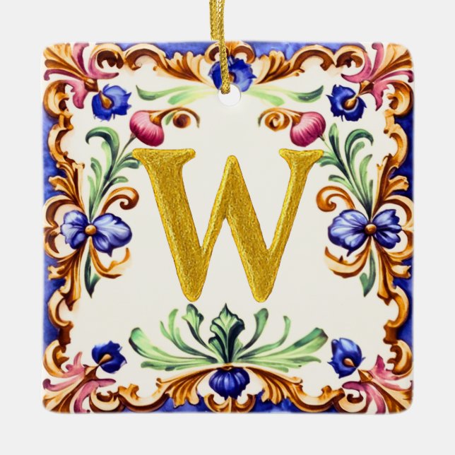 Ornement En Céramique Golden Alphabet – Letter W (Devant)