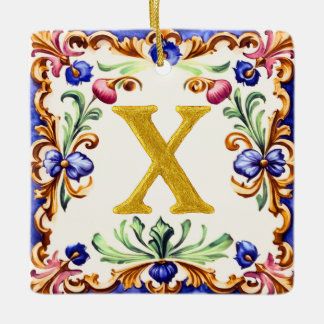 Ornement En Céramique Golden Alphabet – Letter X