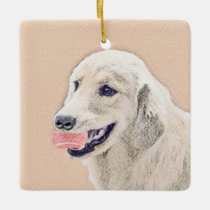 Ornement En Céramique Golden Retriever avec le Dog Peg de Tennis Ball