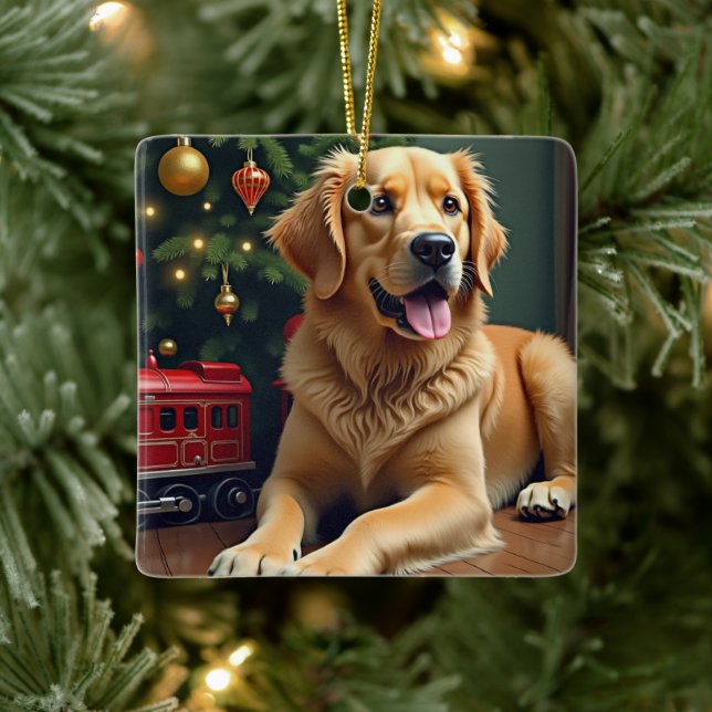 Ornement En Céramique Golden Retriever by the Toy Train Christmas (Arbre)