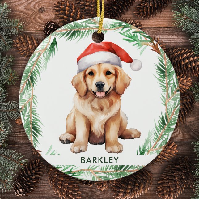 Ornement En Céramique Golden Retriever Chien Fête Personnalisée Animaux (Créateur téléchargé)