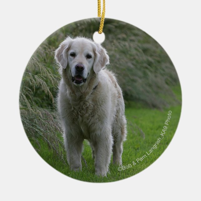 Ornement En Céramique Golden retriever courant 2 (Devant)