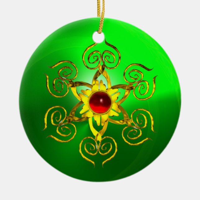 Ornement En Céramique GOLDEN ROSE RUBY Green Emerald (Devant)