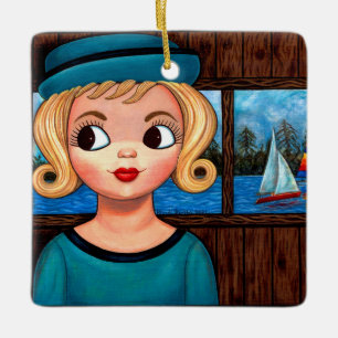 Ornement En Céramique Googly Girl Vase de tête de voile voilier mignon g