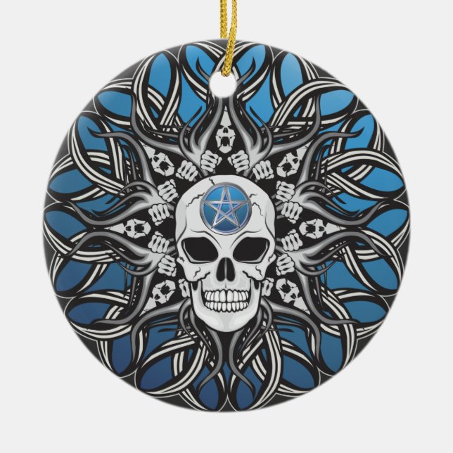 Ornement En Céramique Goth Skull - Bleu (Devant)