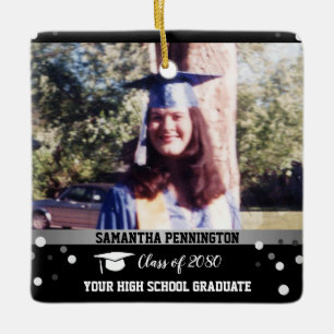 Ornement En Céramique Graduation Un Photo Confetti Keepsaké