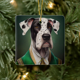 Ornement En Céramique Grand chien Danse en tenue de la Saint Patrick