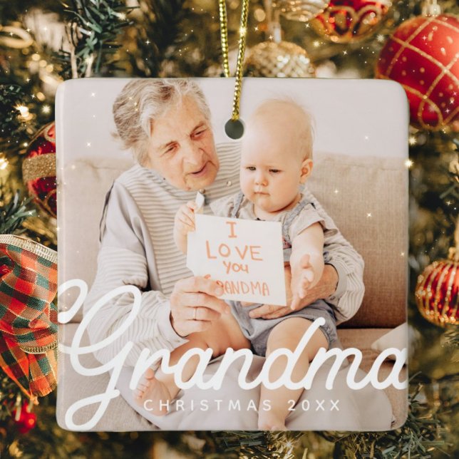 Ornement En Céramique Grand-mère chic moderne Noël (Créateur téléchargé)