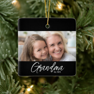 Ornement En Céramique Grand-mère personnalisée Année Photo Noël