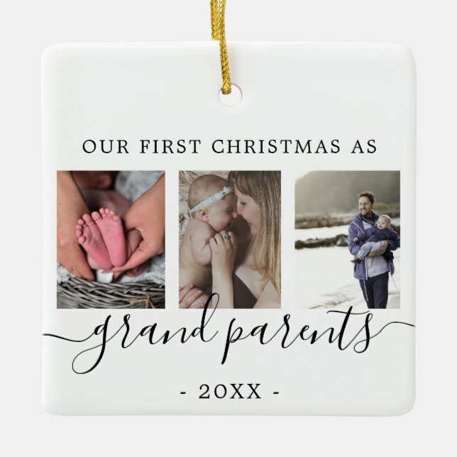 Ornement En Céramique Grand-parents Multi photos premier Noël (Devant)
