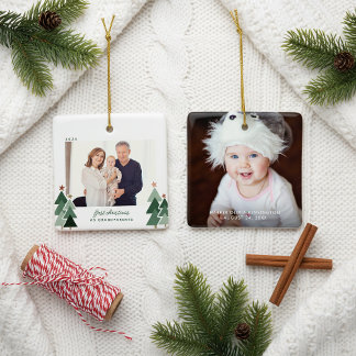Ornement En Céramique Grand-parents Premiers Noël Arbres rustiques Photo