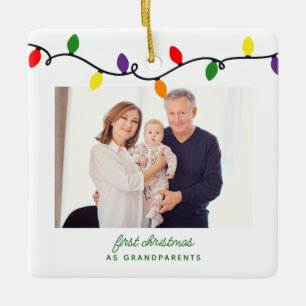 Ornement En Céramique Grand-parents Premiers Noël Lumières colorées Phot