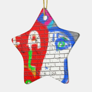 Ornement En Céramique Grand Visage Prêtre Jamais seul Graffiti Art