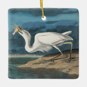 Ornement En Céramique Grande Aigrette d'Audubon : Oiseau côtier vintage