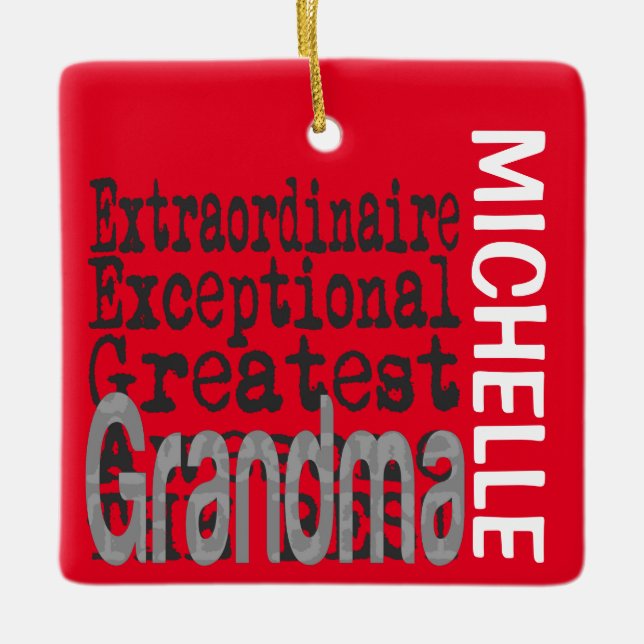 Ornement En Céramique Grandma Extraordinaire PERSONNALISÉ (Devant)