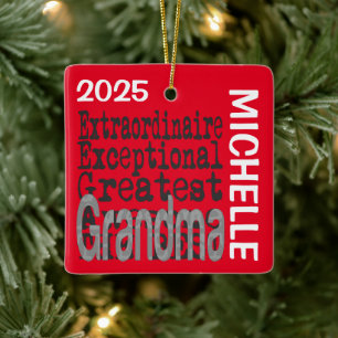 Ornement En Céramique Grandma Extraordinaire PERSONNALISÉ